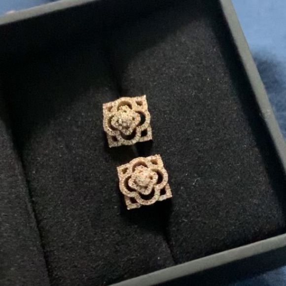 Vintage 10k Diamond Rose Gold Earrings - Picture 10 of 13